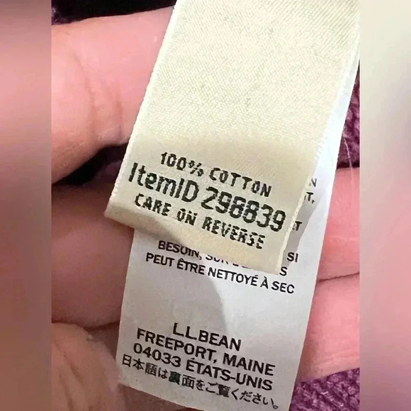 LL Bean Sweater Womens Small size Purple Magenta Cable Knit Fishermans Crew Neck - Picture 8 of 9